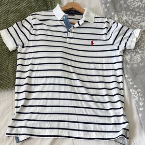 Polo by Ralph Lauren Men's Polo Shirt - White and Black Stripes